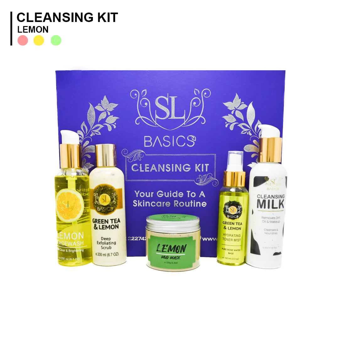 Lemon Cleansing Kit, Lemon Toner Mud Mask Scrub Facewash, Cleanser, SL Basics