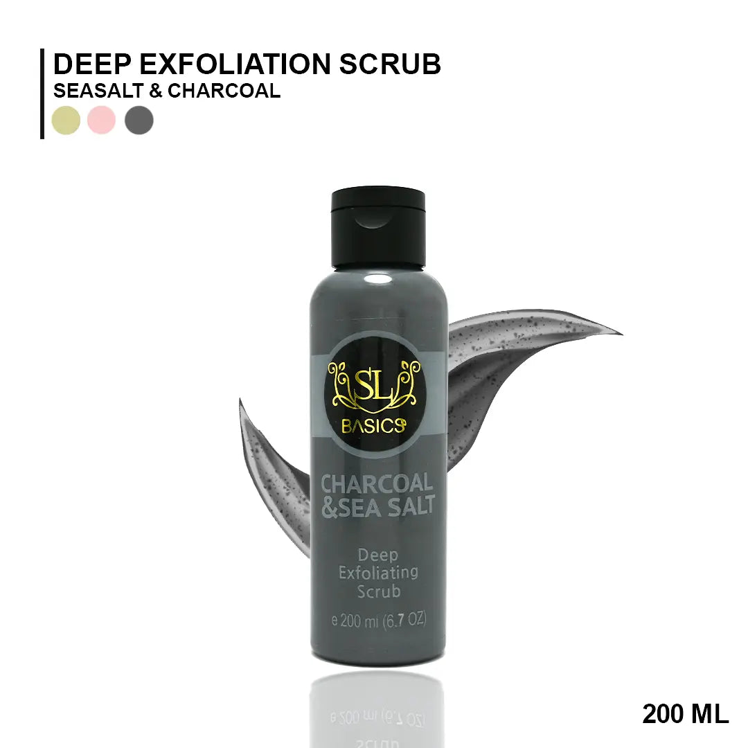 Charcoal & Sea Salt Scrub, Deep Exfoliating Scrub, SL Basics